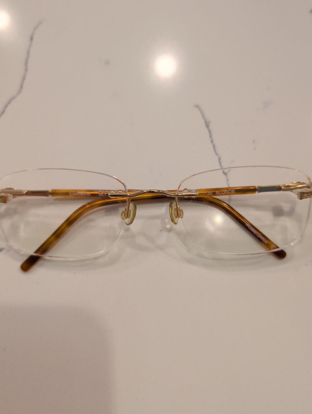 Giovanna Blythe Pearle Crystal Blonde Rimless Eyeglasses, 52-19-135
